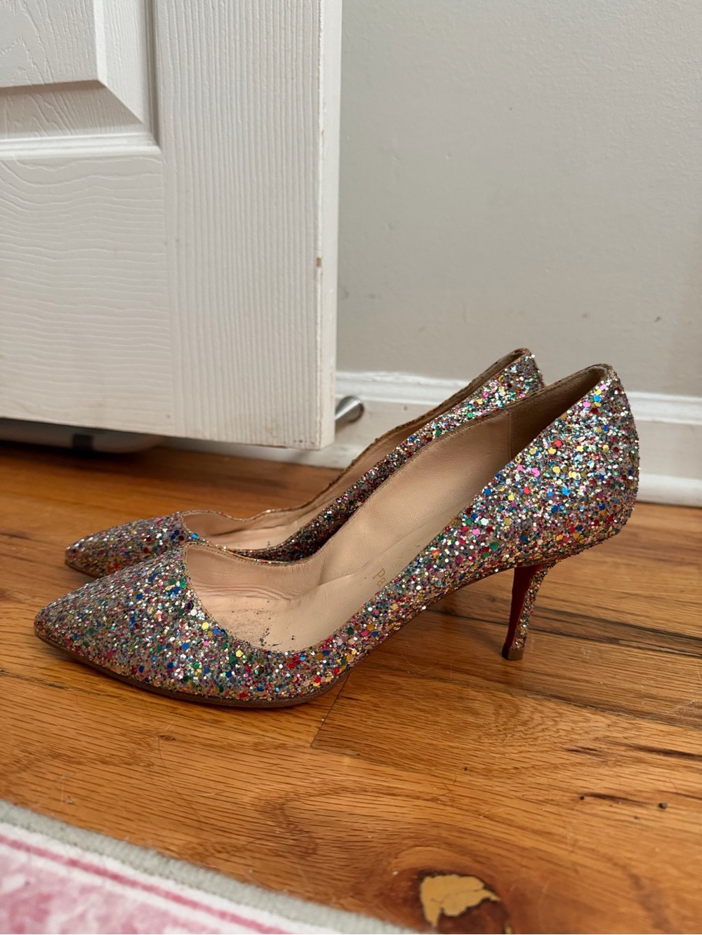 Vintage Christian Louboutin Multicolor Glitter Pointed-Toe Pumps - Picture 6 of 10